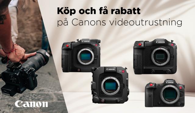 Köp utvalda Canon EOS C-kameror och få rabatt på utvalda objektiv.