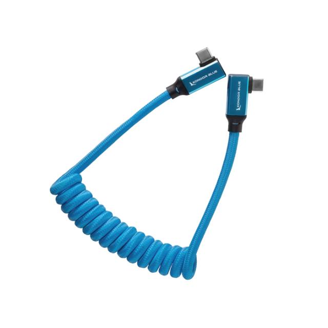 KONDOR BLUE COILED USB-C 3.2 RIGHT ANGLE 30-60CM