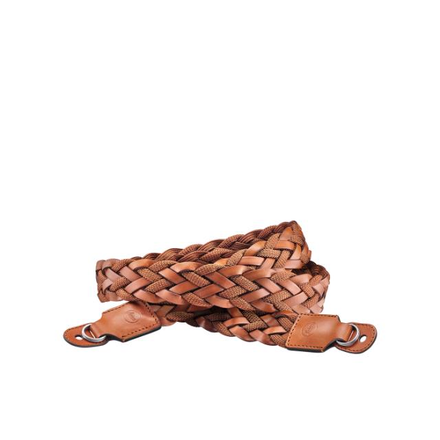 LEICA STRAP FLAT BRAIDED RAYON & LEATHER COGNAC