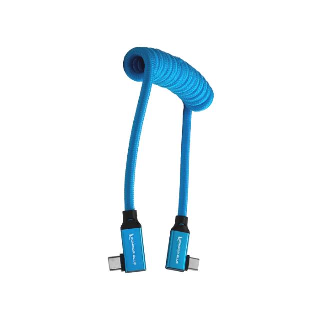 KONDOR BLUE COILED USB-C 3.2 RIGHT ANGLE 30-60CM