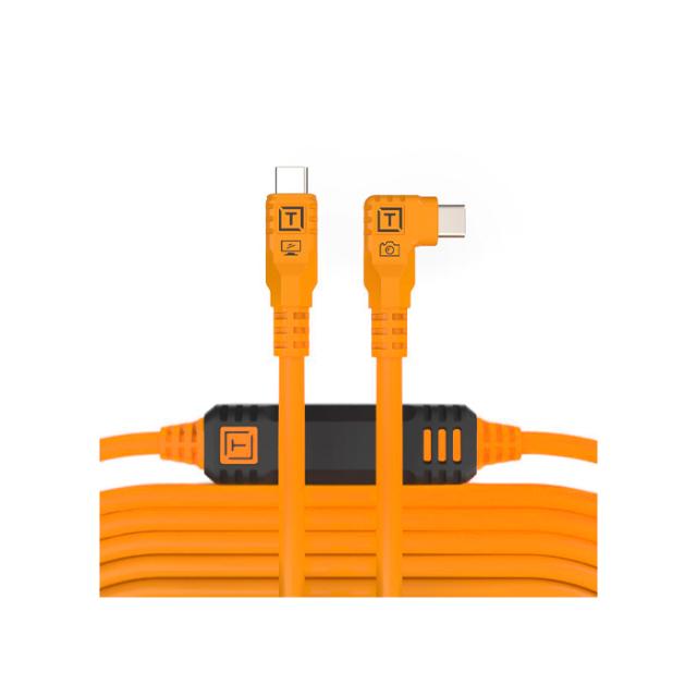 TETHERPRO USB-C TO USB-C 9,4M RIGHT ANGLE ORANGE