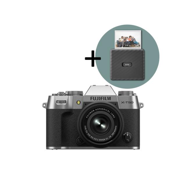 FUJI X-T50 KIT 15-45MM SILVER INKL INSTAX PRINTER