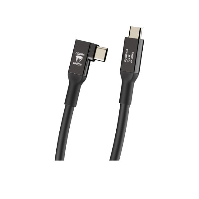 COBRAUNION USB-C TO USB-C 90° 5M, 10G BLACK