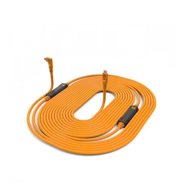 TETHERPRO USB-C TO USB-C 9,4M RIGHT ANGLE ORANGE