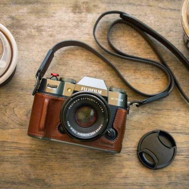 SMALLRIG 4710 LEATHER HALF CASE FUJI X-T50 BROWN