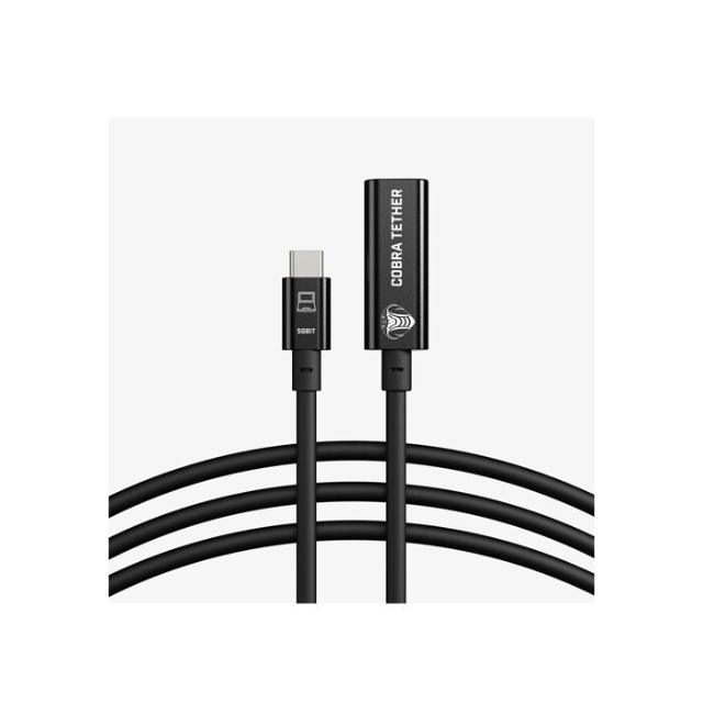 COBRAUNION USB-C TO USB-C FEMALE EXT 5M, 5G BLACK
