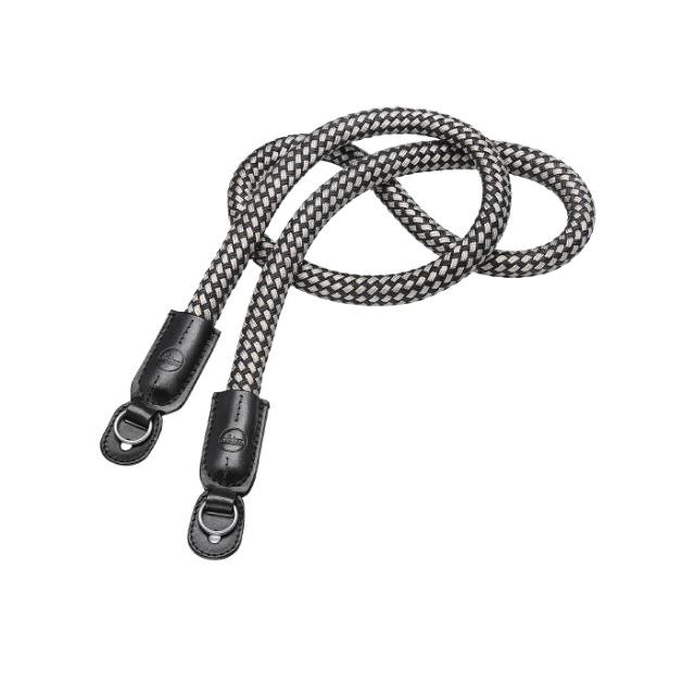 LEICA STRAP FLAT BRAIDED RAYON & LEATHER B&W